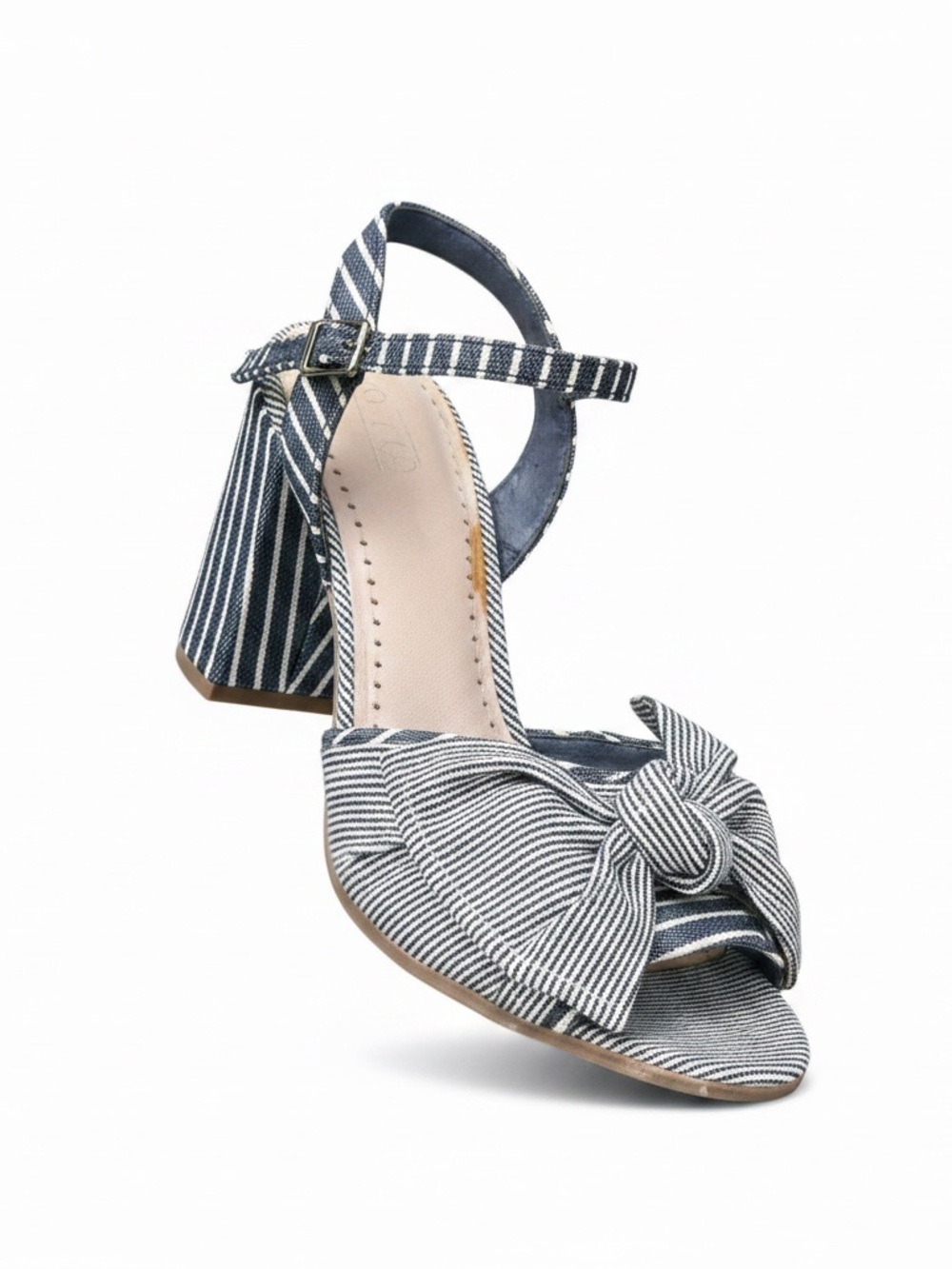 Circus by Sam Edelman Navy & White Striped Bow Block Heel Sandal